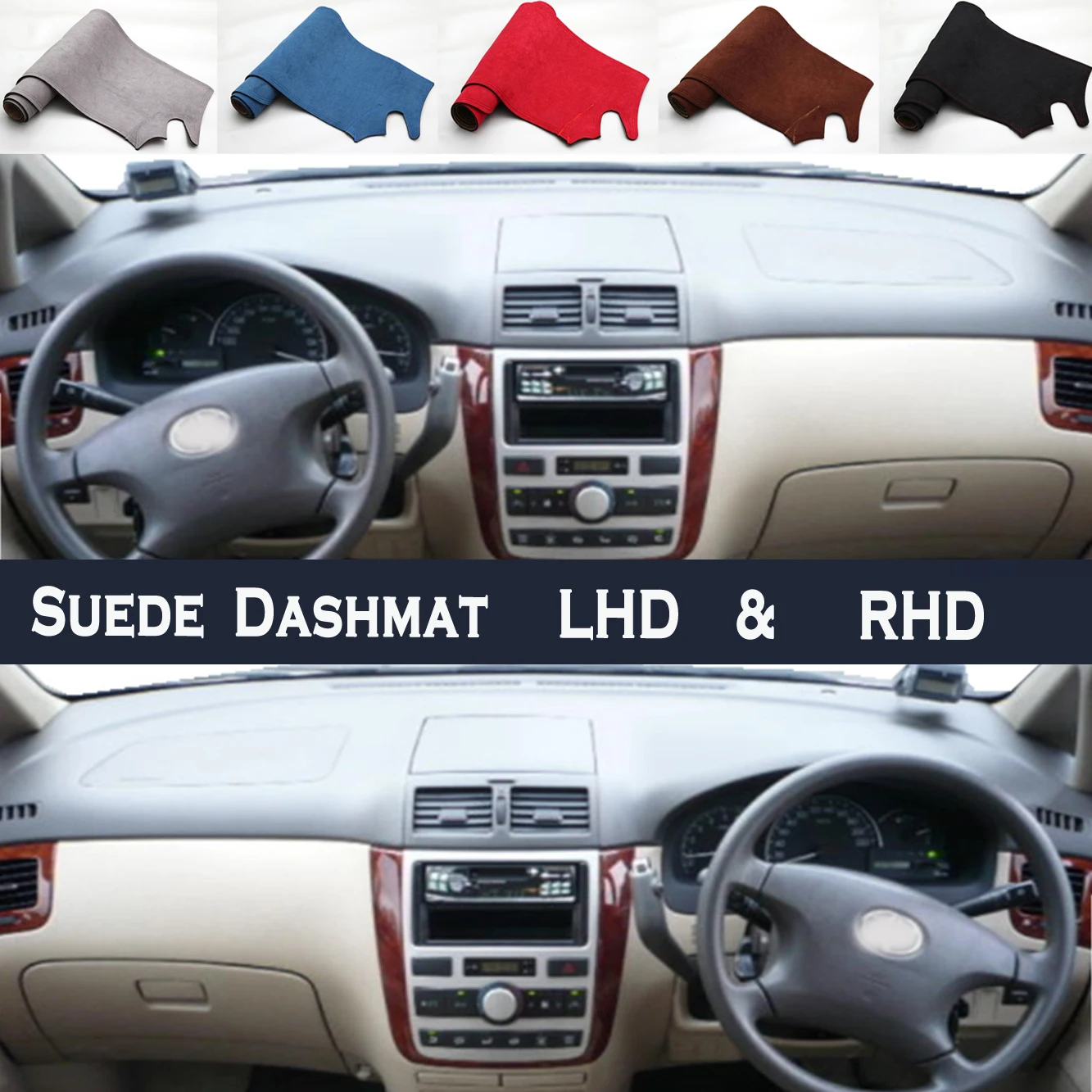 Car Styling Suede Dash Mat Covers Dashmat Dashboard Pad Protector Accessories For Toyota Picnic XM20 Ipsum 2003-2010 2004 2005