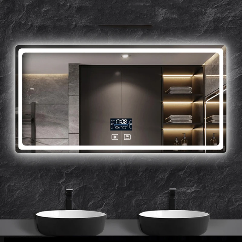 Wall Mounted Bathroom Vanity Mirror With Led Light Large Luxe Room Mirror Smart Make Up Home Design Accessories