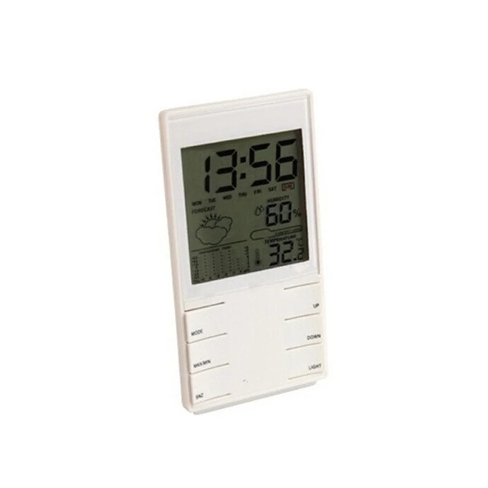 

Office Desk Bedroom Clock White LED Weather Station Humidity Gauge Temperature Accuracy 0.1 C Humidity Accuracy 1