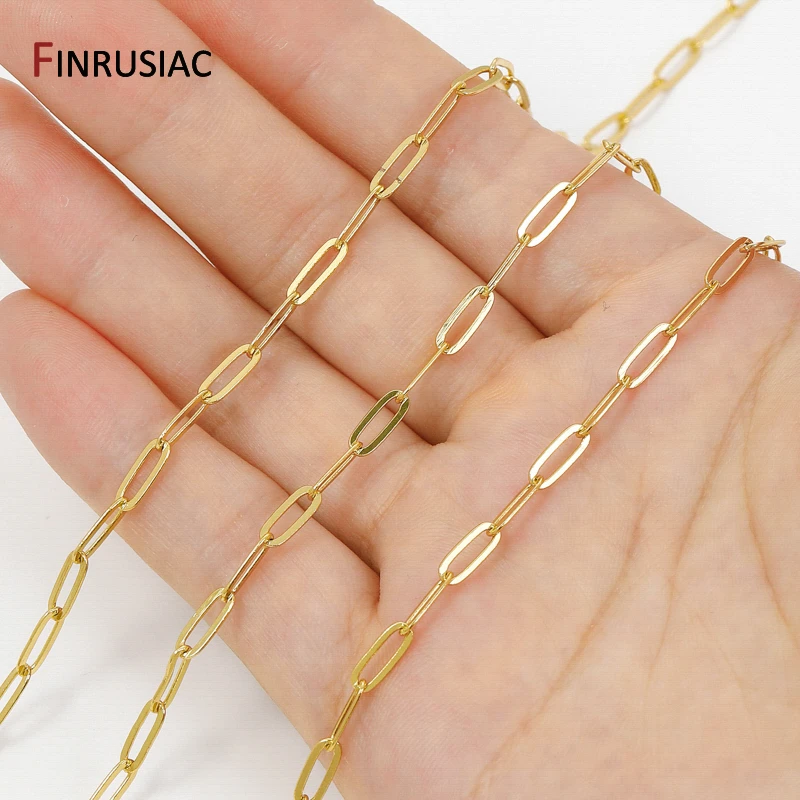 سلاسل ربط كابل مربع من النحاس المطلي بالذهب عيار 18 قيراط، سلسلة مشبك ورق 9*17 مم لصنع سوار القلادة، إكسسوارات مجوهرات ذاتية الصنع #6