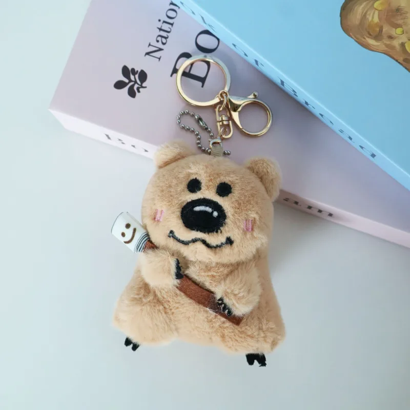 Nuovo simpatico orso peluche bambola ciondolo portachiavi cartone animato carino morbido campana pepe orso bambola coppia ciondolo decorazione regali