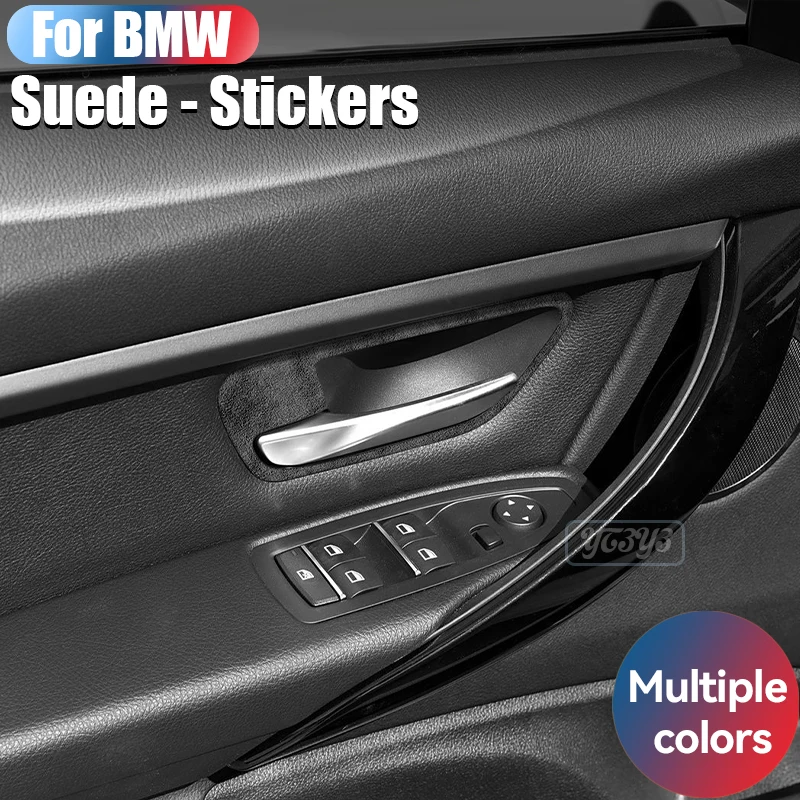 

For BMW 3 4 Series Made of Alcantara Car Door Handles Switch Panels Decorative Strips F30 F34 F36 Car Accessories