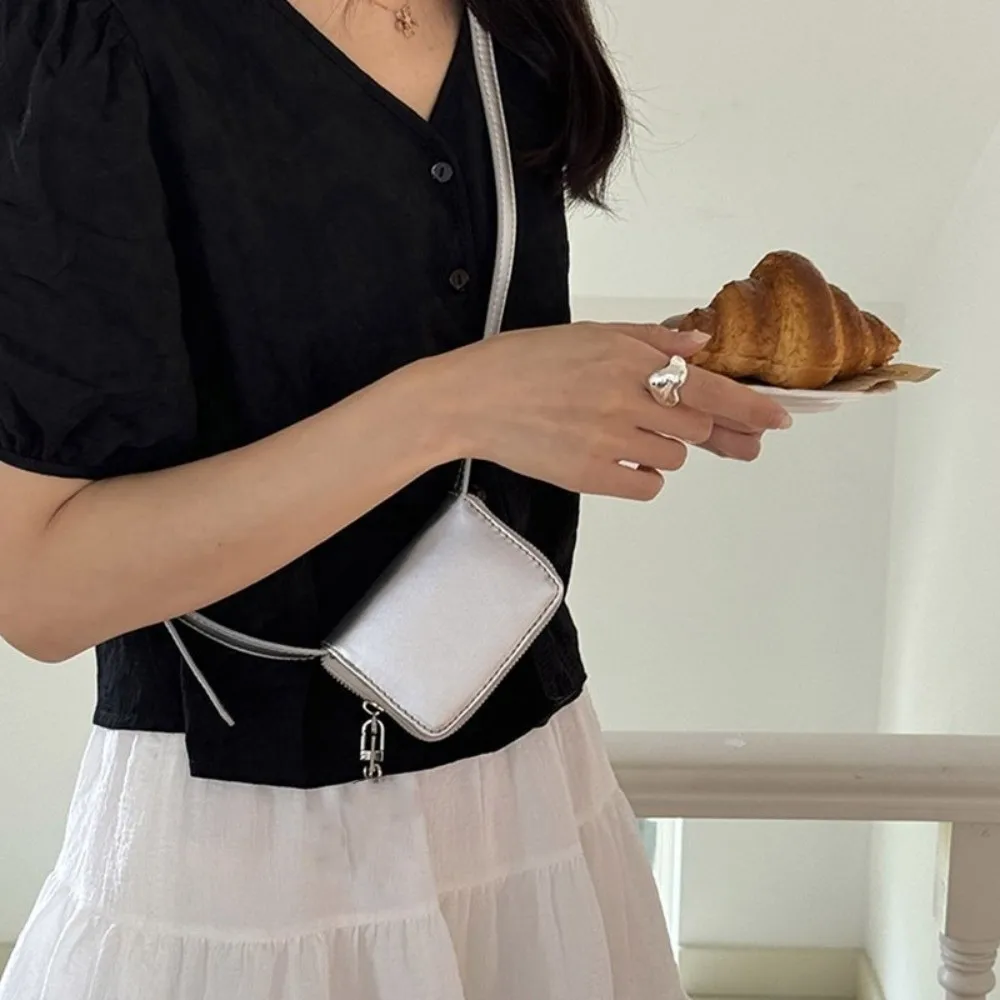New PU Leather Coin Purse Solid Color Adjustable Shoulder Strap Crossbody bag Shoulder bag Women