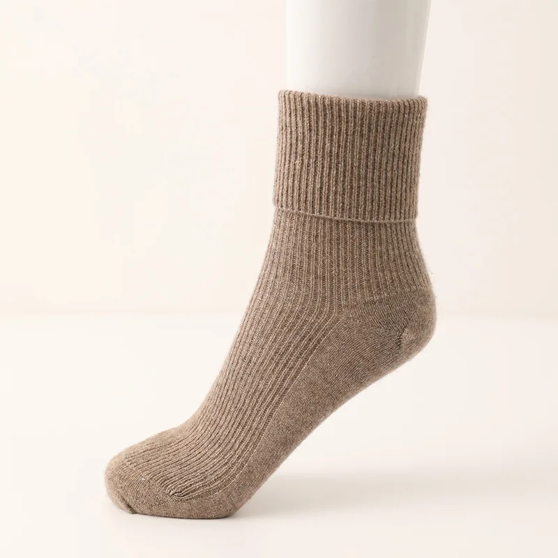 

Women's Cashmere Socks Folded Ribbed Sock Winter