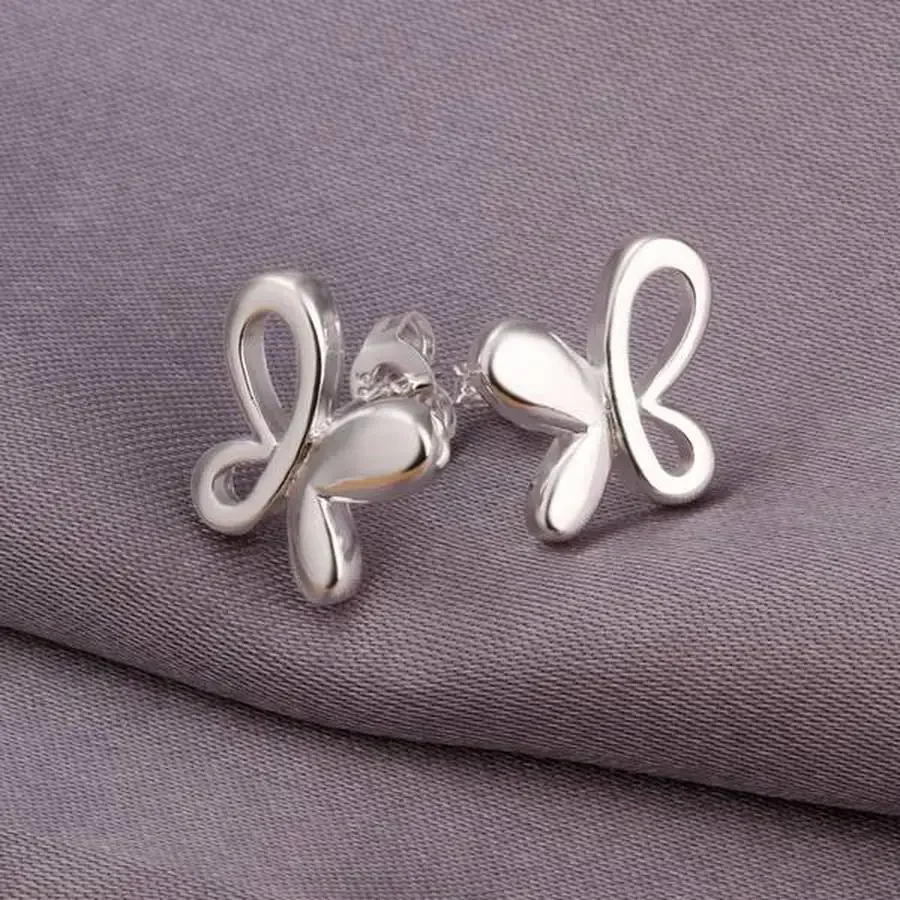 Women wedding party present popular top quality 925 Silver small butterfly Earring Jewelry factory price E314