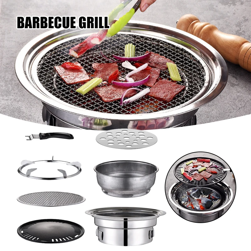 

BBQ Charcoal Grill Portable Household Korean Grill Round Carbon Barbecue Grill Camping Grill Stove for Outdoor Indoor WXV Sale