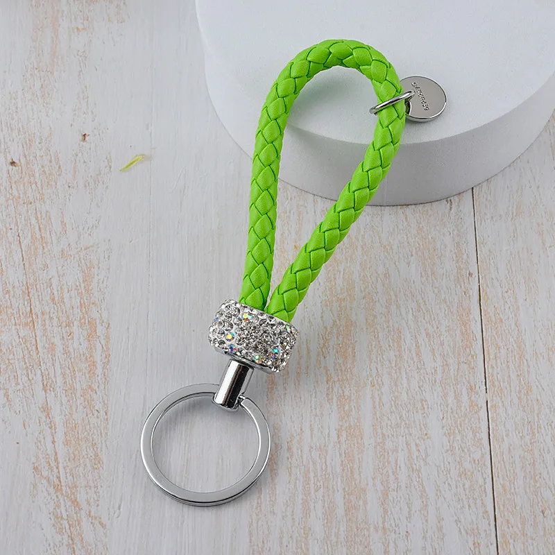 10pcs/set Leather Braided Woven Rope Keychain DIY Bag Pendant Key Chain Holder Car Keyring Simple Multiuse Key Holder Gifts