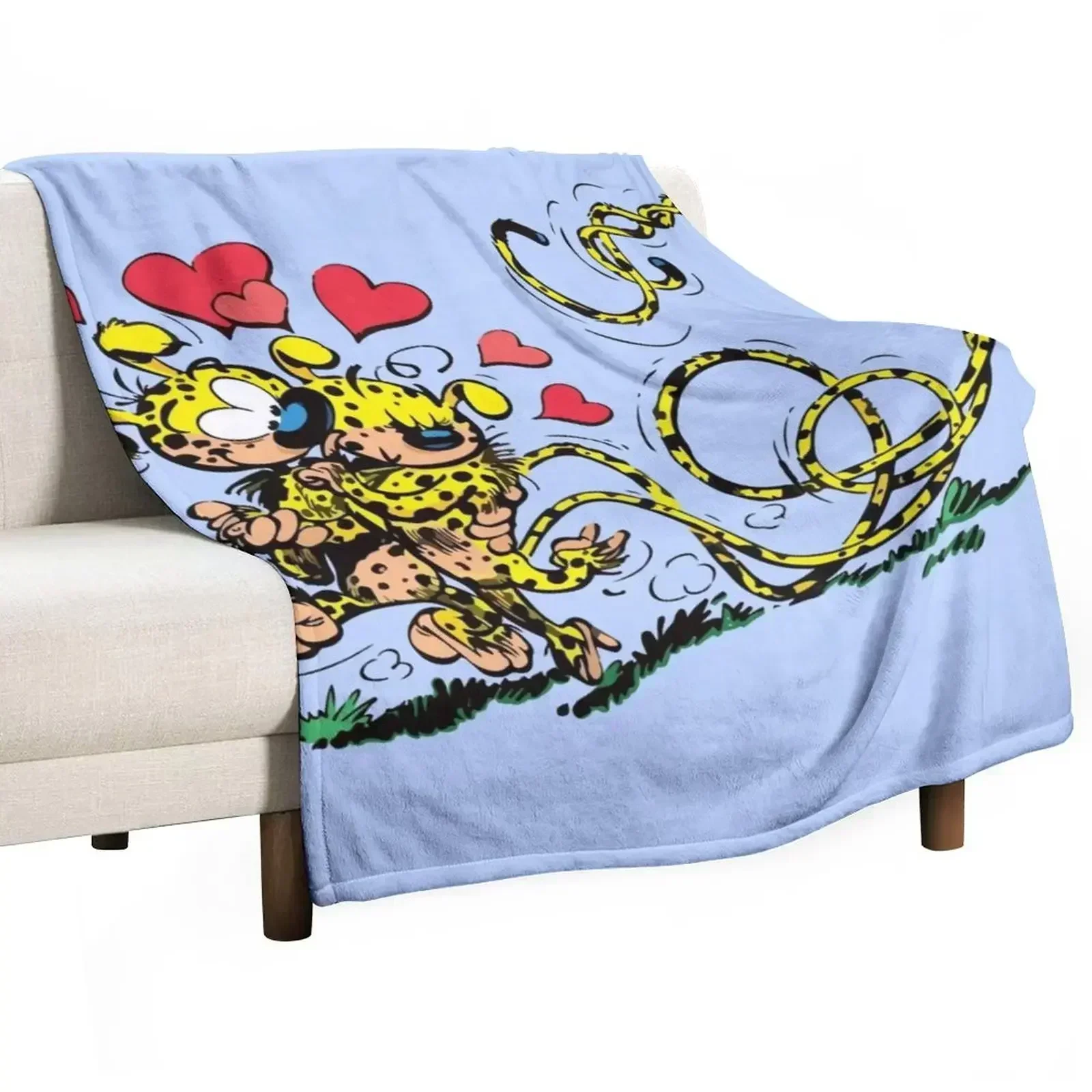 Marsupilami in love / Light blue Throw Blanket Furrys Moving halloween Decoratives Luxury Thicken Thermals For Travel Blankets