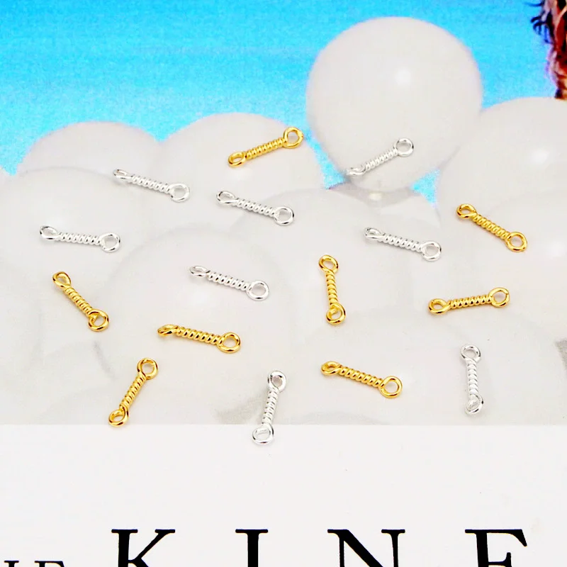 

S925 чистое серебро новые позолоченные бамбуковые шатуны с двойным отверстием круглый стержень ручной работы DIY серьги аксессуары для браслетов