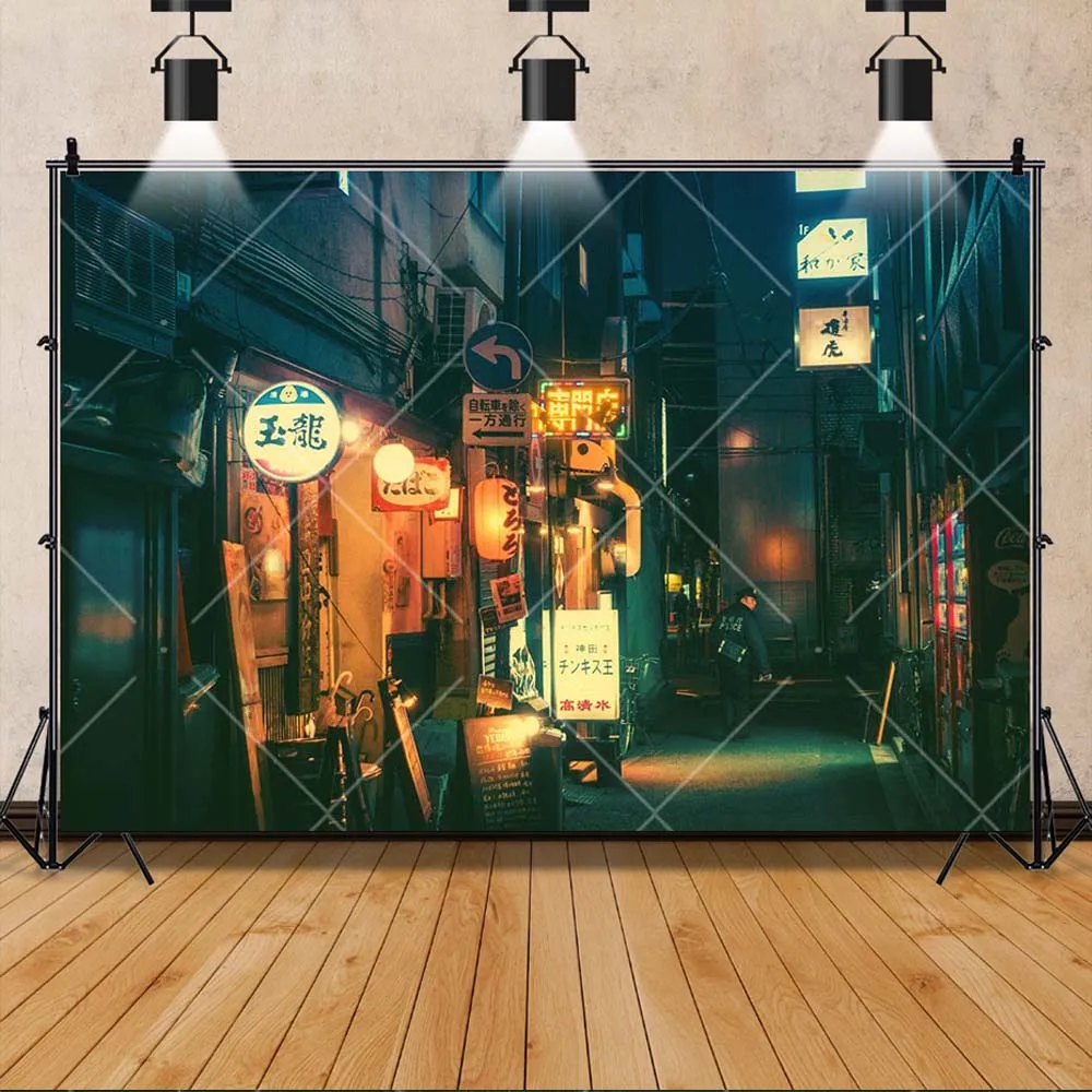 طوكيو النيون موضوع خلفيات للتصوير الفوتوغرافي ديكورات الحفلات الداخلية اليابانية ليلة عرض الخلفيات صور استوديو الدعائم