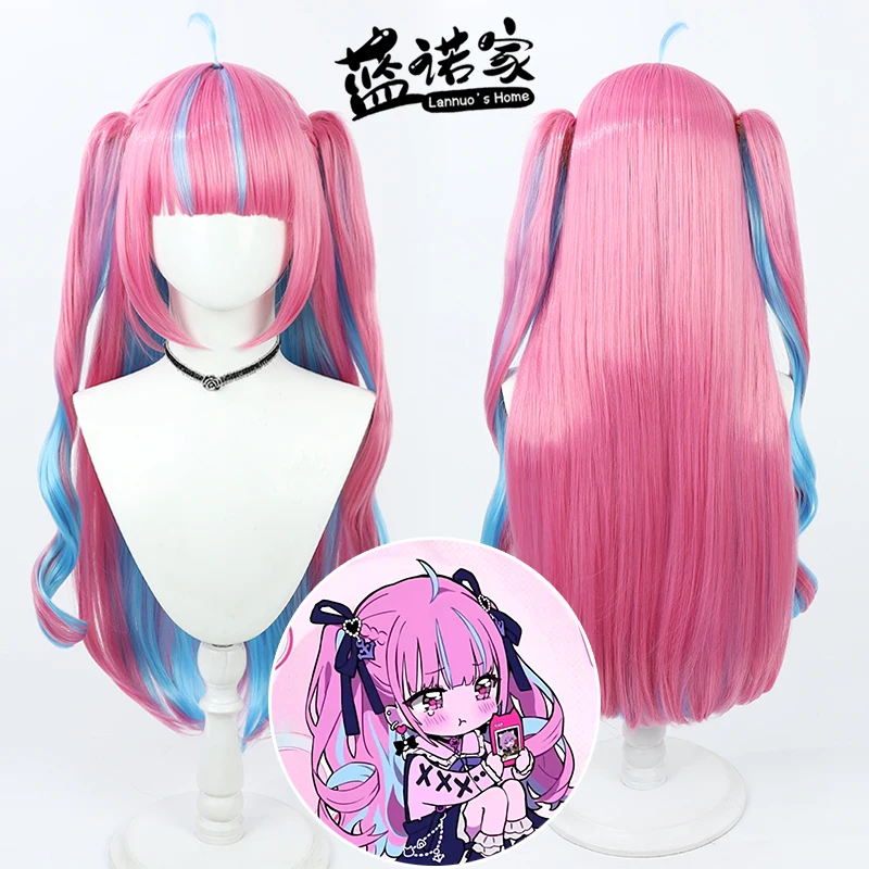 Virtual YouTube Vtuber Minato Aqua Cos Cosplay Wig Halloween Carnival Party Props Synthetic Hair Heat Resistant Fiber + Wig Cap