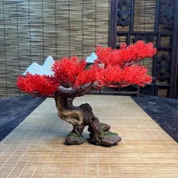 Bonsai Zen Inspired Simulation Plum Blossom Ornaments Welcome Pine Home Decoration Living Room Foyer Desk Decoration