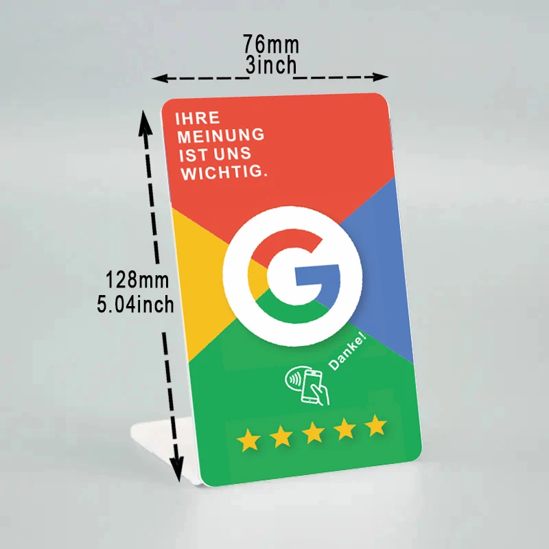 Google-Bewertungskarte für Französisch, Deutsch, Italienisch, Englisch, NFC-fähig, einfach mit Google-Bewertung, wasserdicht, langlebig