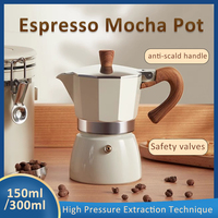 150/300ml Vintage Wooden Handle Espresso Maker Household Moka Pot Classic Italian Cafe Maker Tools Kitchen Coffee Accessories