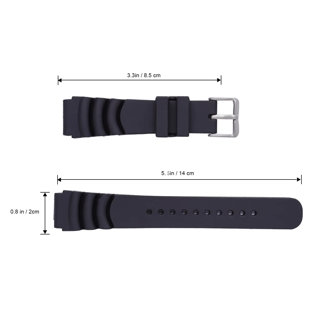 Stylish 20Mm Silicone Watch Band Waterproof Dust Oil Resistant Stainless Steel Clasp Comfortable Breathable Replacement Strap