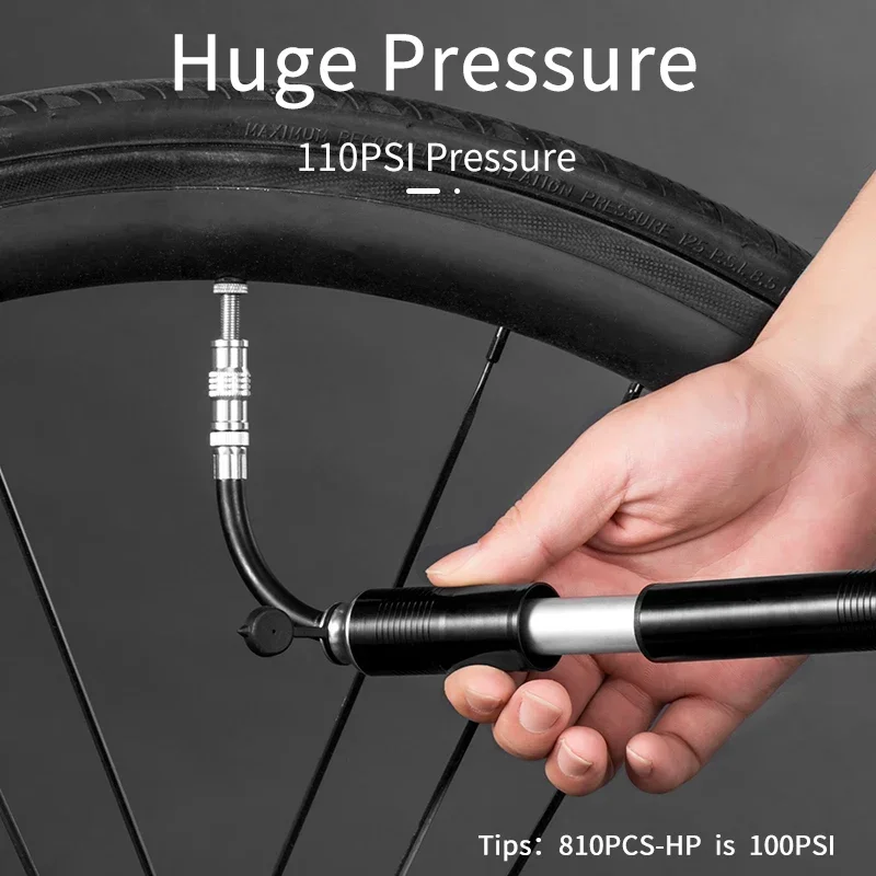 ROCKBROS Bicycle Pump 100PSI/110PSI Bike Pump Hand Mini Tire Air Inflator Portable Ultralight High-Pressure Pump Accessories