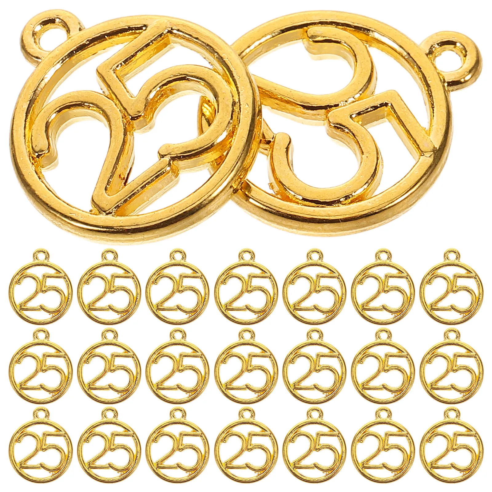 

50Pcs 2025 Alloy Year Number Charms Pendant for DIY Jewelry Earrings Bracelets Craft Making Accessories Year Number Charm