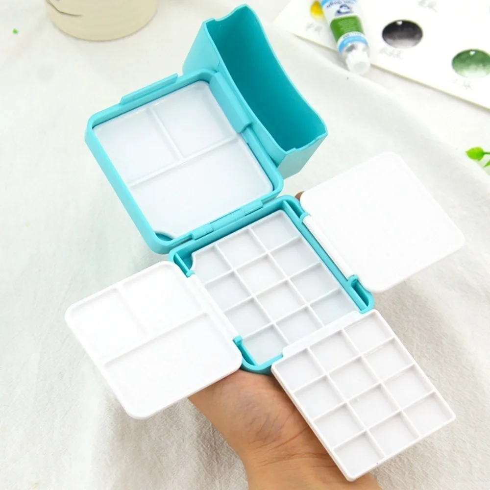 

New Mini Portable Travel Plastic Painting Box Purple Blue Palette Watercolor Paint Subpackage 12/24 Grids Pigment Box