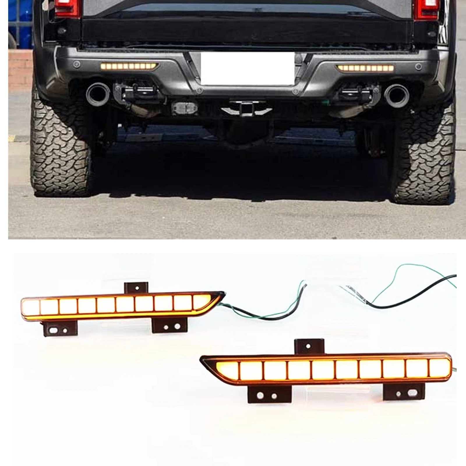 

Rear Bumper LED Reflector Diffuser Light Driving Brake Signal Reverse Indicator Reflective Lamp For Ford Raptor F150 2016-2020