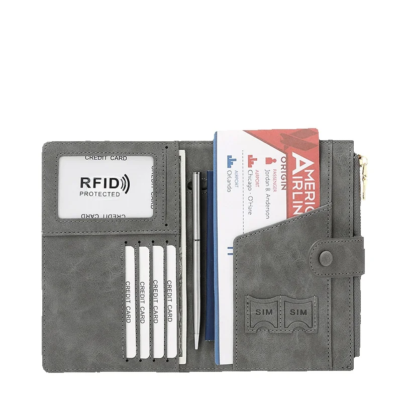 Étui de voyage multifonctionnel pour passeport avec fermeture éclair et boucle antivol, nouvelle couverture RFID et porte-documents._voghion.com