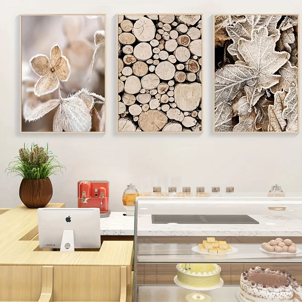 2D Flat, 2D Flat, Set of 3 Unframed 2D Flat Champracer Art Prints for Decoration, Featuring Exquisite Autumn-Themed Canvas Pi
