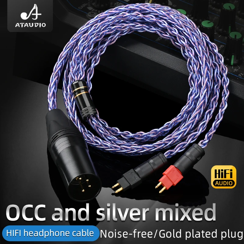 ATAUDIO HiFi Headphone Cable 8 Shares OCC 2.5/3.5/4.4/6.5mm /4pin XLR Earphone Cable For HD25 HD580 HD600s HD650 HD600