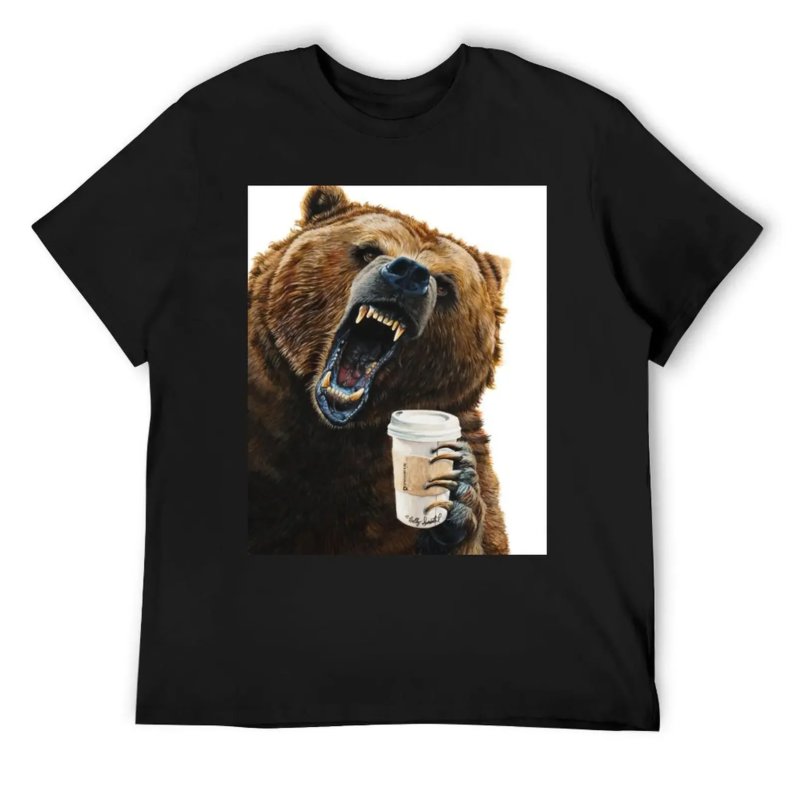 Grizzly Mornings - give that bear some coffee T-Shirt cheap stuff designer shirts mens shirts graphic tee