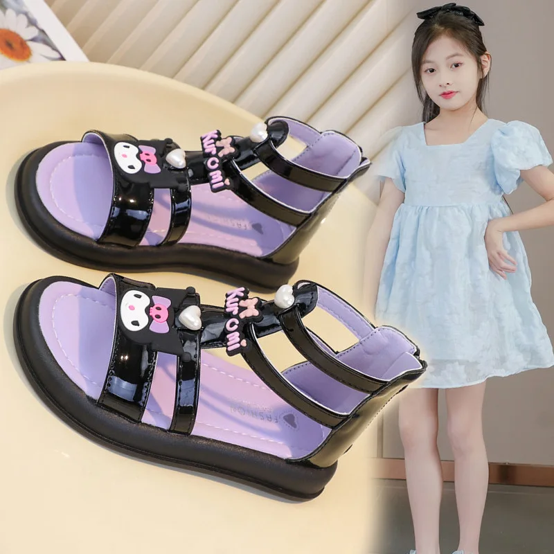 

Kuromi Girl Sandals Summer Sanrios New Cartoon Anti-Slip Fashion Sports Kids Shoes Beach Breathable Student Kawaii Cartoon