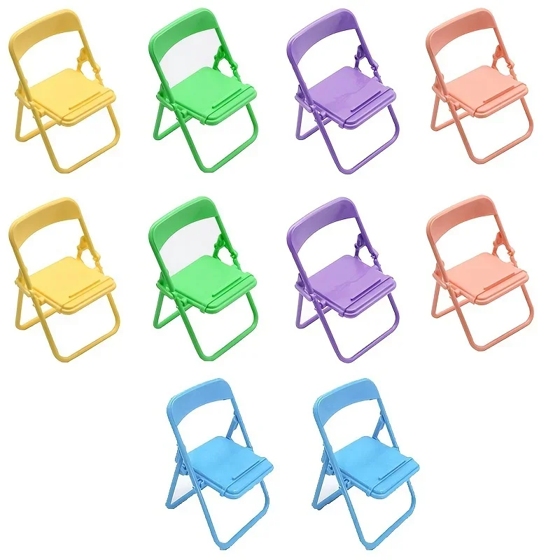 

A set of 3 creative mini chairs designed specifically for mobile phone desktop stands, featuring a brand new foldable macaron style. Random color