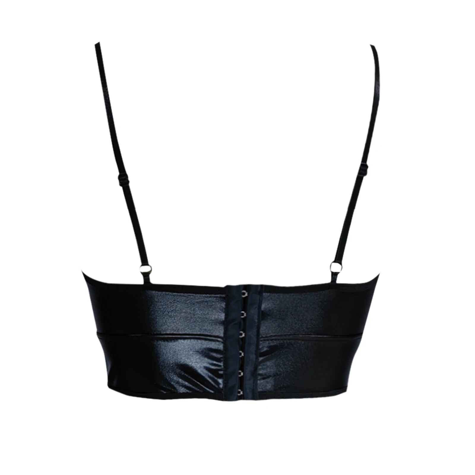 Women Sexy Glossy Leather Bra For Sex Hot Erotic Sexy Lingerie Metal Ring Hollow Latex Push Up Bralette Tops Bra Women Clubwear