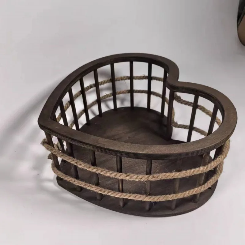Vintage Heart-shaped Basin Newborn Photography Prop Studio Photo Background Basket Baby Shooting Scene Layout Accessory Kit