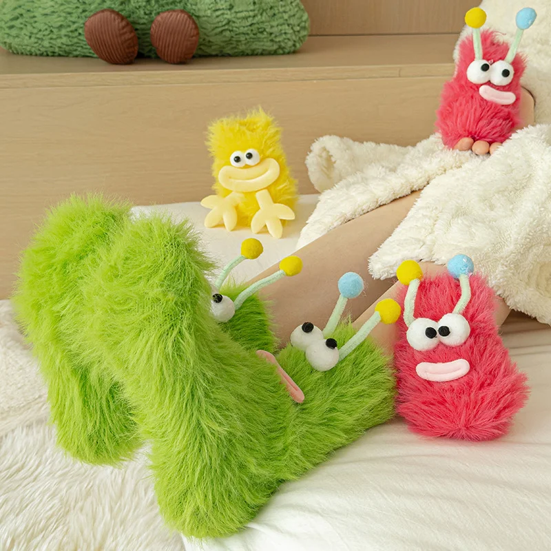 Funny Monster Socks Winter Coral Fleece Floor Socks Couple Sleep Sock Fuzzy Socks Christmas Stockings Funny Emojis Hairy Socks