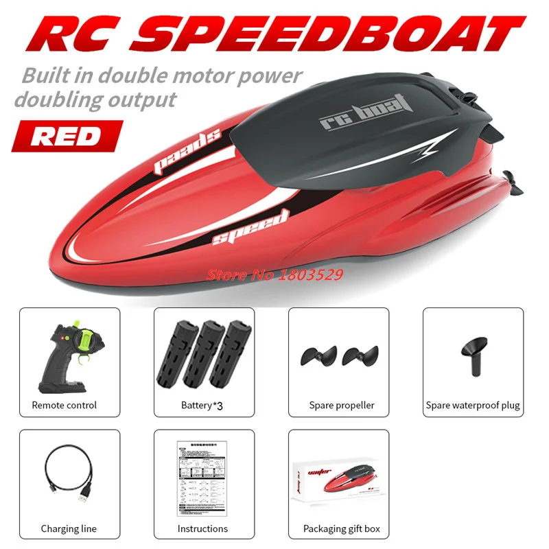 34CM High Speed RC Speedboat Waterproof Rechargeable Radio Control Racing Boat 2.4G 30Min Water Game Outdoor Boats Toy Boy Gift