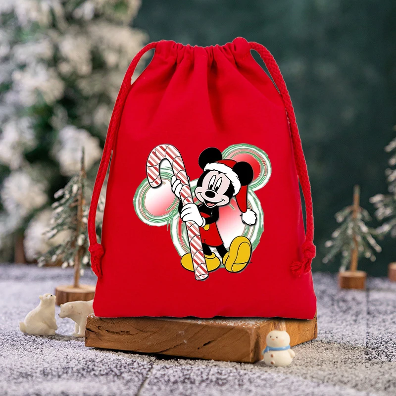 ميكي ميني ماوس قماش الرباط أكياس لطيف الكرتون عيد الميلاد الحلوى الهدايا كيس التخزين موضة عيد الميلاد جيوب المحمولة