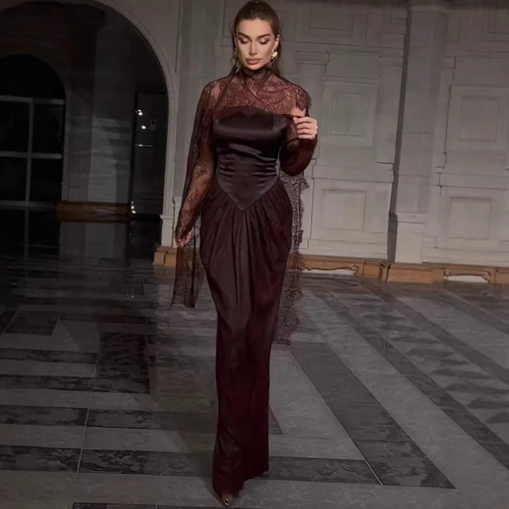 Elegant Evening Dress Long Sleeve Floor Length Gown Formal Party Dresses Spring Summer Matching Set Jumpsuit