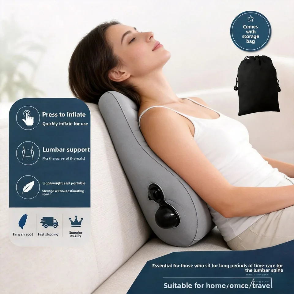 

Ergonomic Inflatable Lumbar Support Pillow Press Type Cushion Enhances Back Comfort During Long-distance Flights