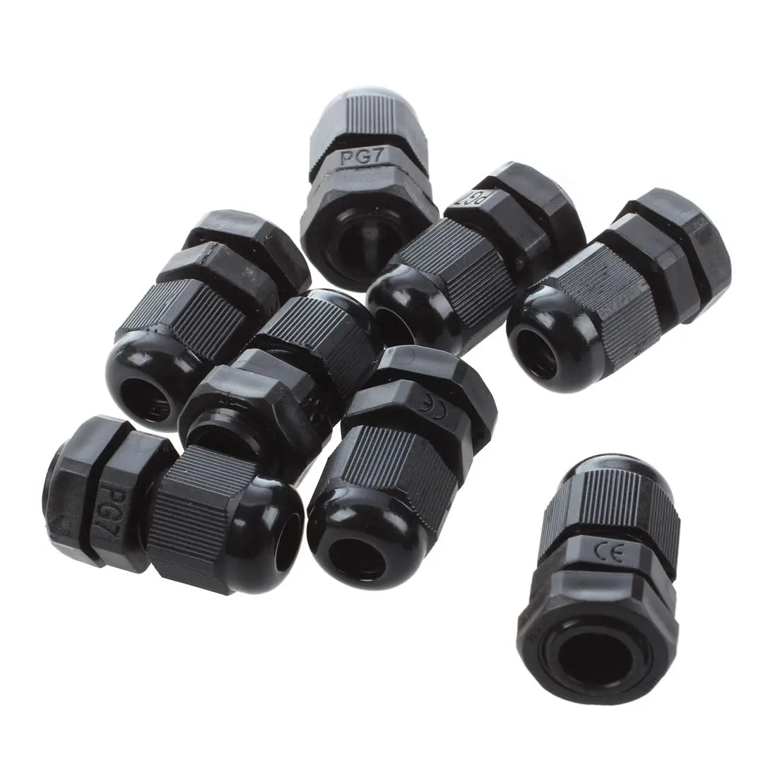 8 PCS PG7 Plástico Preto Conector de Glândula de Cabo À Prova D 'Água 3-6.5mm QUENTE
