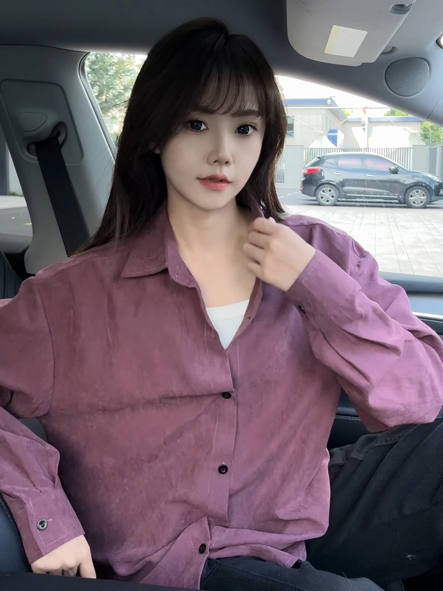 

Plum Purple Men's Long Sleeve Shirt Velvet Couple Outerwear Autumn Japanese Style Loose Fit Vintage Lazy Style Yadien Brand