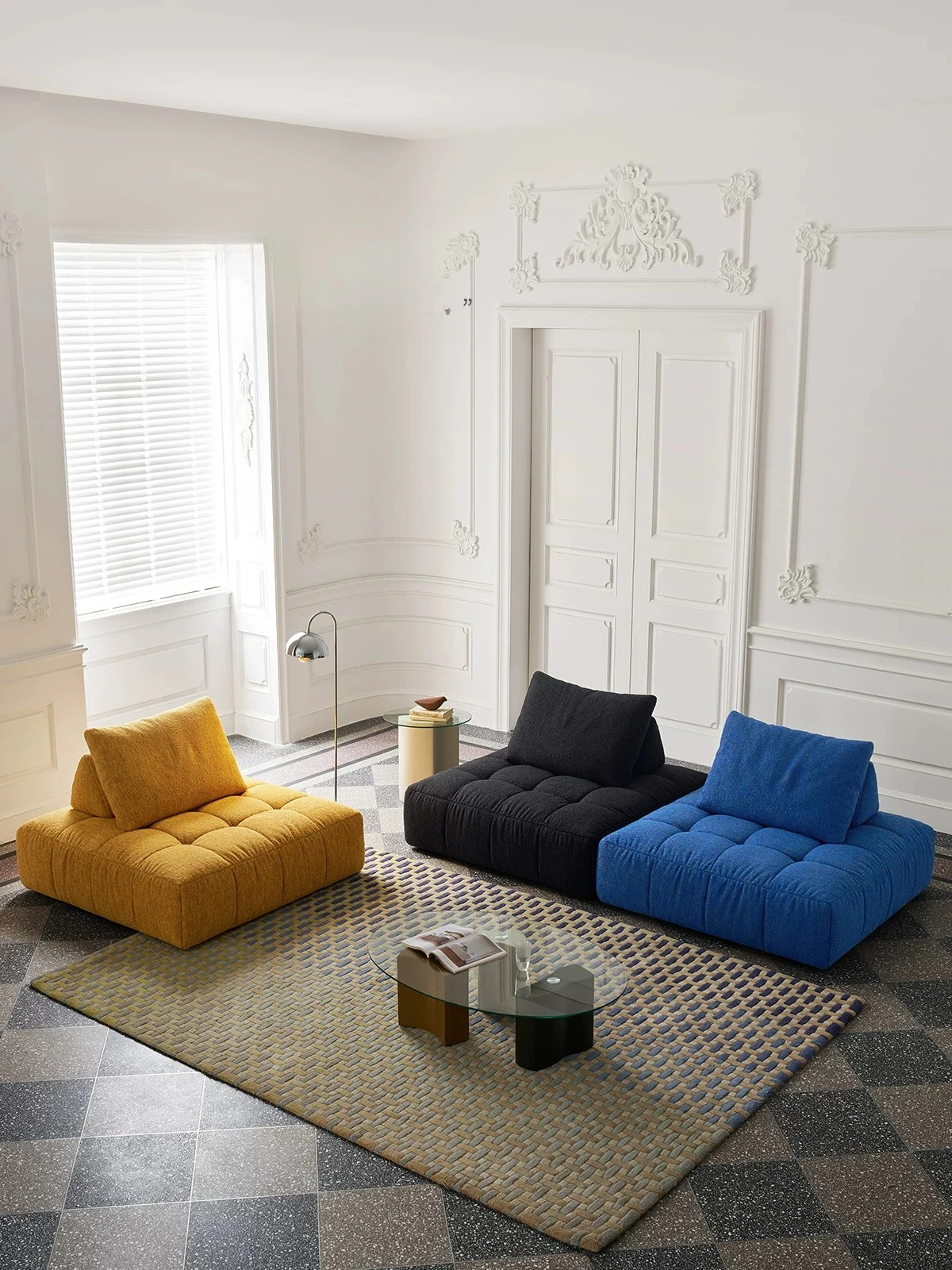Moore sofa, modern minimalist module combination lazy sofa, living room dopamine color matching fabric sofa