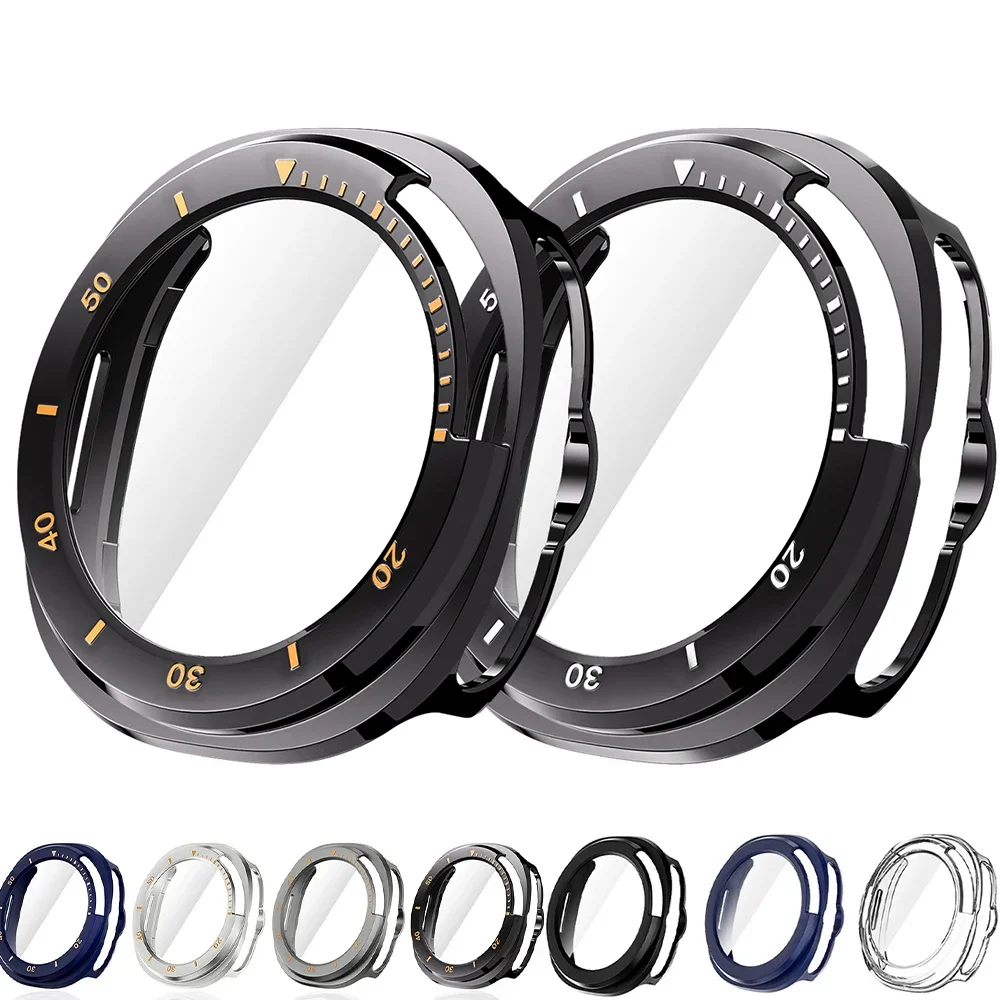 حافظة ساعة 2 في 1 + واقي شاشة لساعة سامسونج جالاكسي 8 غطاء كلاسيكي للكمبيوتر الشخصي واقي شاشة من الزجاج المقسى