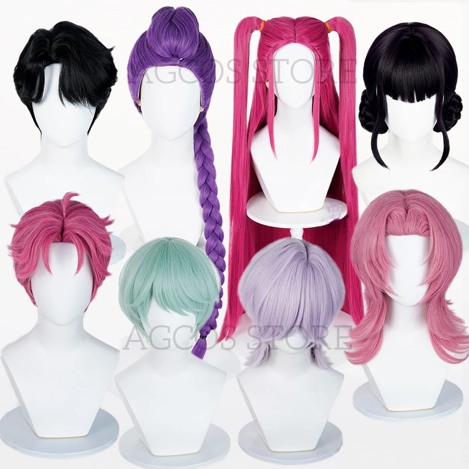 

AGCOS KPOP Demon Hunters Rumi Mira Zoey Cosplay Wig Anime Baby Abby Romance Jinu Mystery Cosplay Hair Wigs