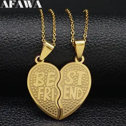 2 PCS Heart Best Friend Stainless Steel Necklace for Women Men Gold/Silver Color Friendship Chain BFF Jewelry cadenas mujer N721
