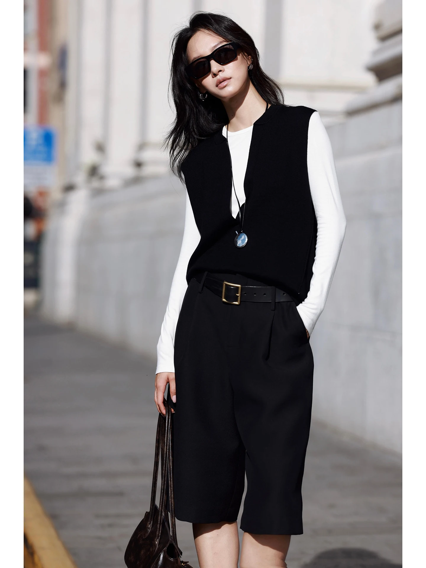 

FANNIU Early Autumn Faion Layered V-ne 00% Merino Wool Versatile Knitted Casual Vest 249 Soft Knitted Loose Fit Wool Blend