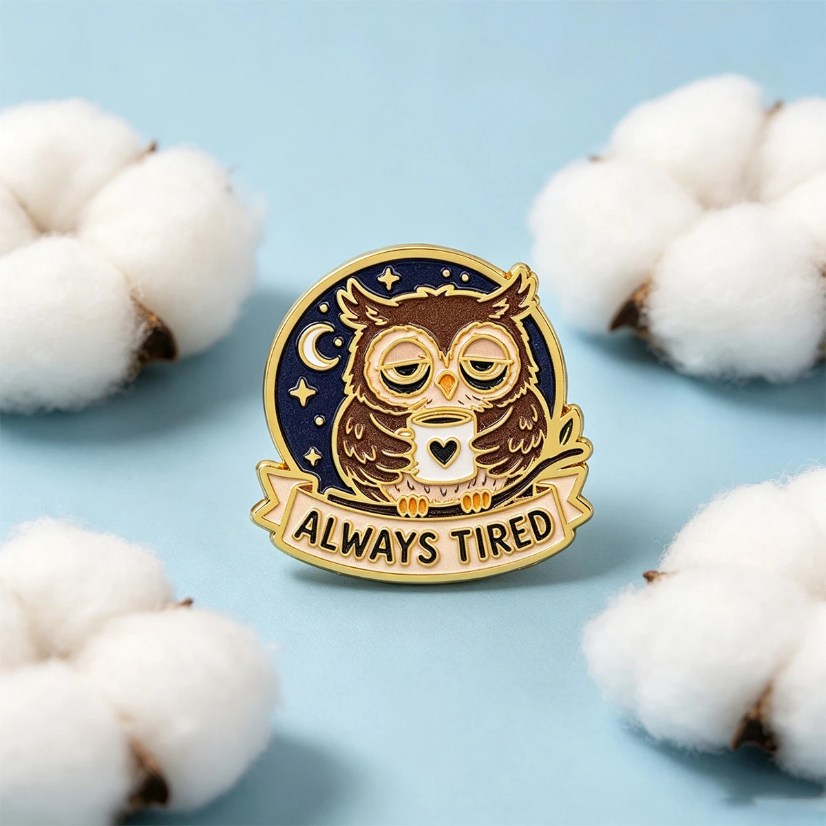 9 Stück „Immer müde Eule“ Emaille-Pin, Schlafige Nacht Mond Stern Eule Ansteckbrosche für Rucksack, Jeansjacke, lustiges Geschenk – Detail 4