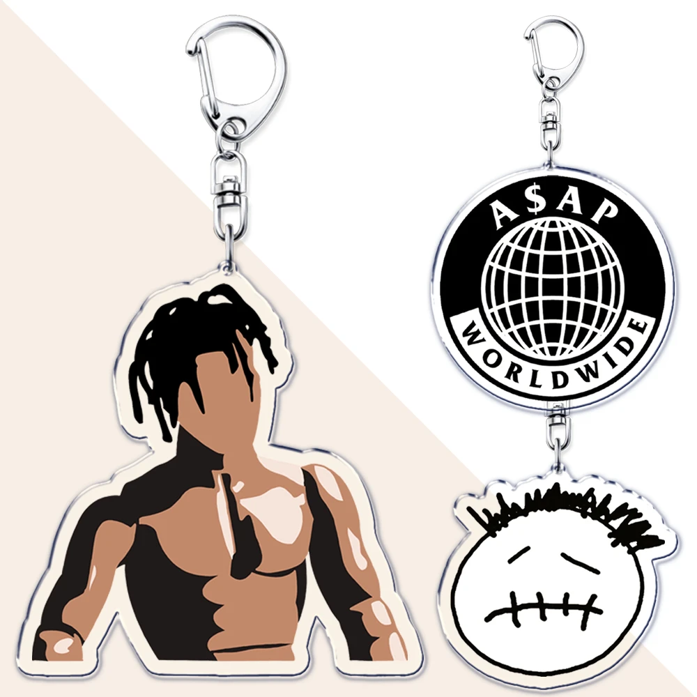 Popular Hot Hip Hop Rap Singer Keychains for Accessories Bag Cactus Jack Rapper Music Key Chain Ring Fans Gifts Friends Keyrings