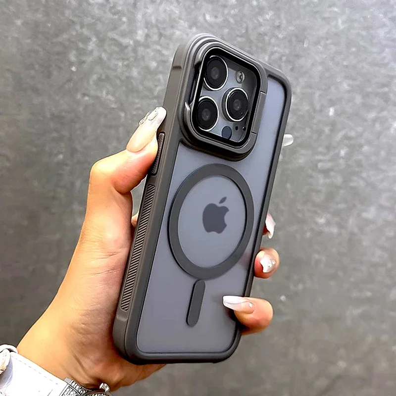 Luxury Camera Flip Cap Cover Matte Case For iPhone 16 15 14 13 12 Pro Max 16Pro 15Pro 14Pro For Magsafe Mag Safe Wireless Charge