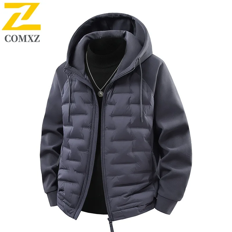 

COMXZ Premium Mens Down Jacket Hooded Collar Snow Skiing Thickened Warm Parka Street Style Lightweight Winter Padded Jackets