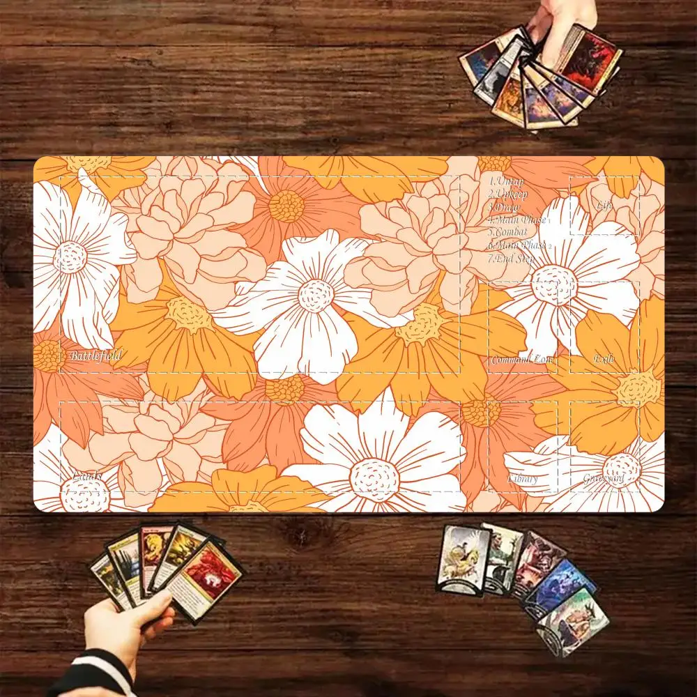 

Simple floral illustrations Magic Playmat Card Gaming Mat with zone MTG TCG gathering game mat Desk Mat Commander Battle playmat
