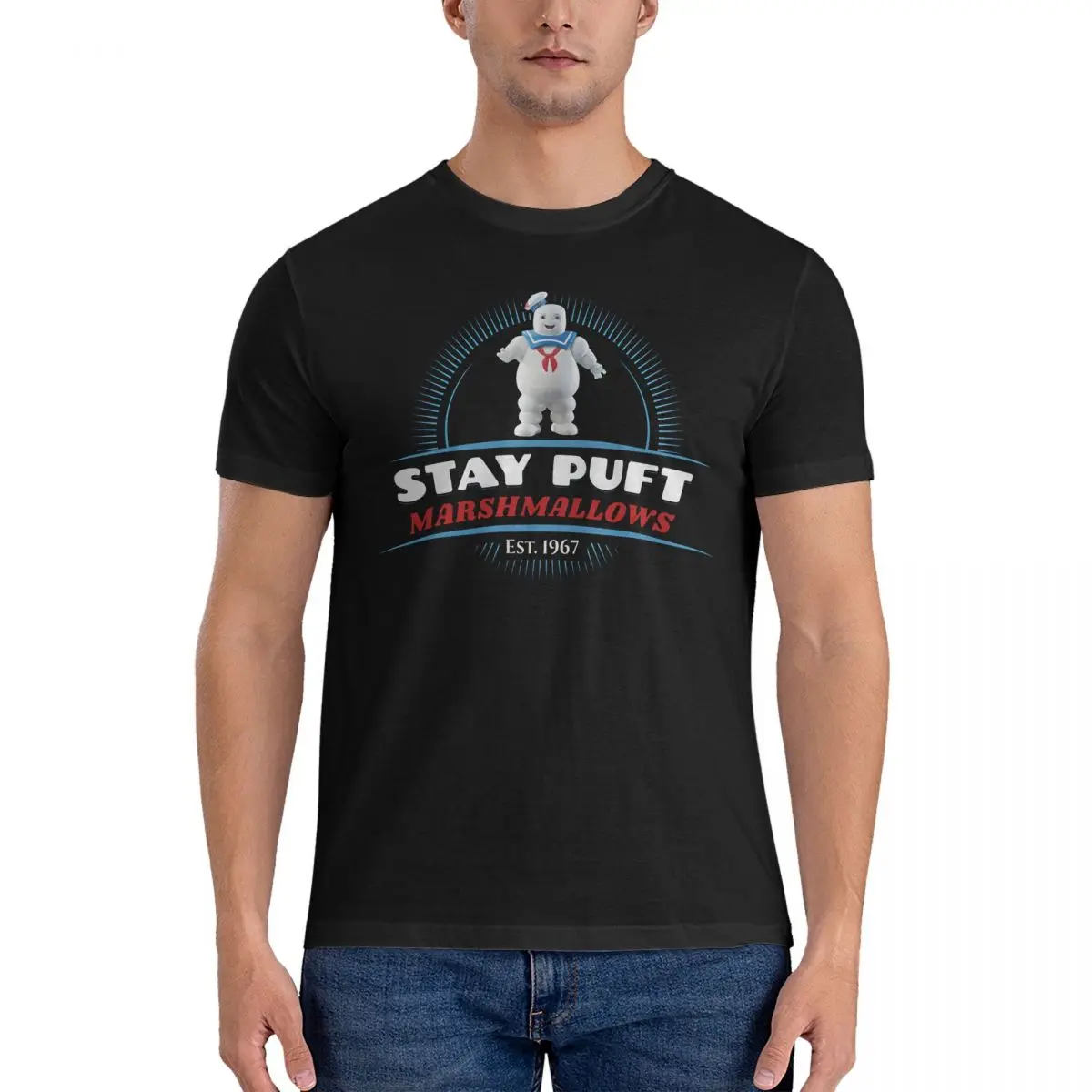 Stay Puft Marshmallows 80'S Movie Halloween Men's T Shirts G-Ghostbusters Vintage Tees Short Sleeve O Neck T-Shirt Pure Cotton