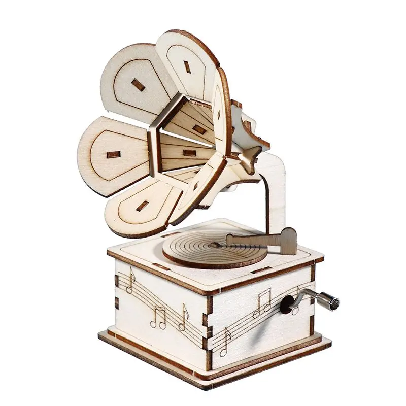 Gramophone Beautiful Music Movement Hand-crank Music Box Technology Small Production Hand-assembled Production Student Puzzle